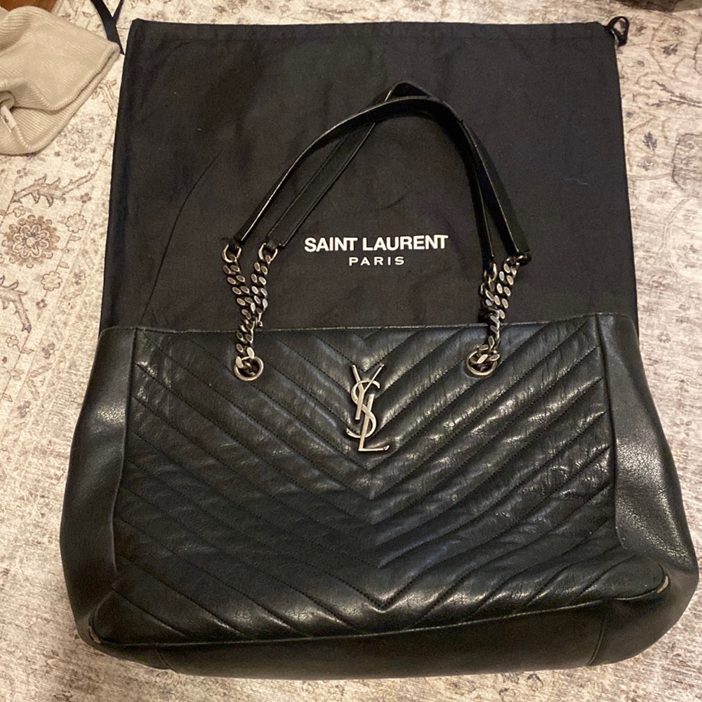 Saint Laurent Classic Monogram Matelasse Chevron Leather Tote